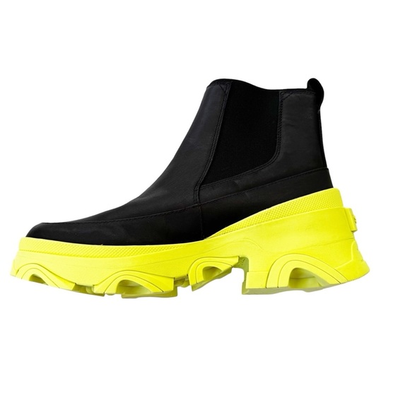 Sorel Waterproof Leather Brex Chelsea Boot Black with Yellow Sole Size 10 NWT - Picture 2 of 9